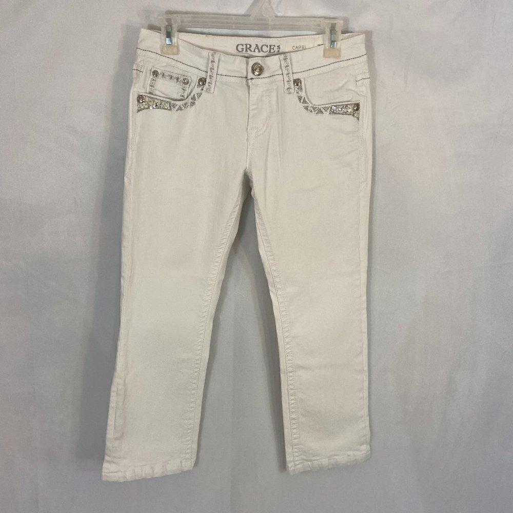 Grace in LA White Denim Capri Jeans Women's Size 26 (26 x 23) Low Rise NWOT